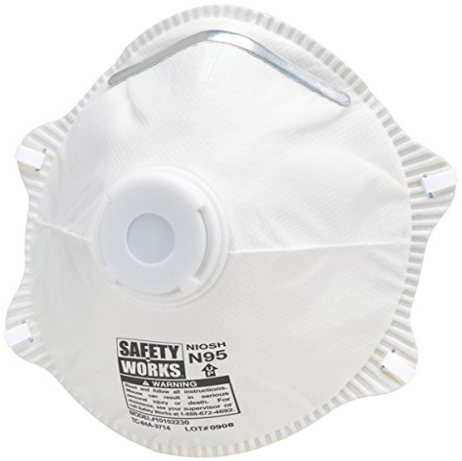 Safety Works 10103821 Respirator N-95 Harmful Dust Disposable with Exhalation Valve, 1-Pack