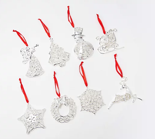 QVC: $38.64 Lenox Set of 8 Silver-Plated Crystal Ornaments with Gift Boxes