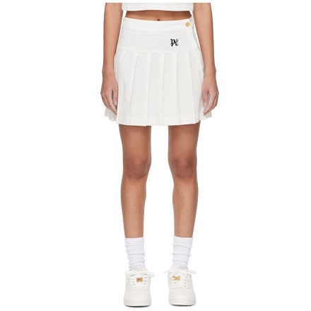 SSENSE: PALM ANGELS Off-White Pleated Miniskirt $365