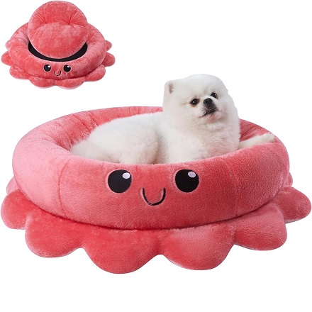 Amazon US: 8.0% Cash Back + $24.99 for Jiupety Cute Calming Dog Beds Clearance for Medium Small Dogs, Anxiety Bolster Dog Bed