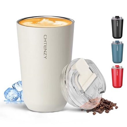 Amazon US: 12.0% Cash Back + $12.99 for CHTENZY Insulated Travel Coffee Mug With Transparent Lid