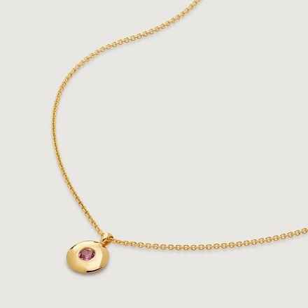 Monica Vinader: Best Selller Gold Vermeil October Birthstone Necklace Adjustable 41-46cm/16-18' - Pink Tourmaline