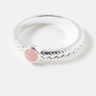 Oliver Bonas Ltd: Delta Chunky Casting & Rhodocrosite Stone Silver Plated Ring