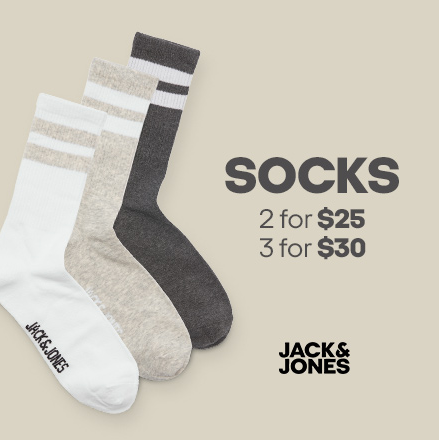 Jack & Jones CA: Socks 2 for $25, 3 for $30