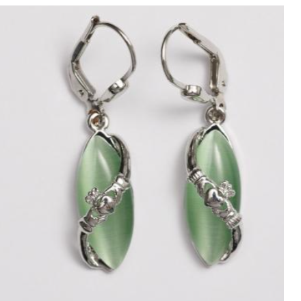 The Irish Store: Claddagh Cat's Eye Drop Earrings